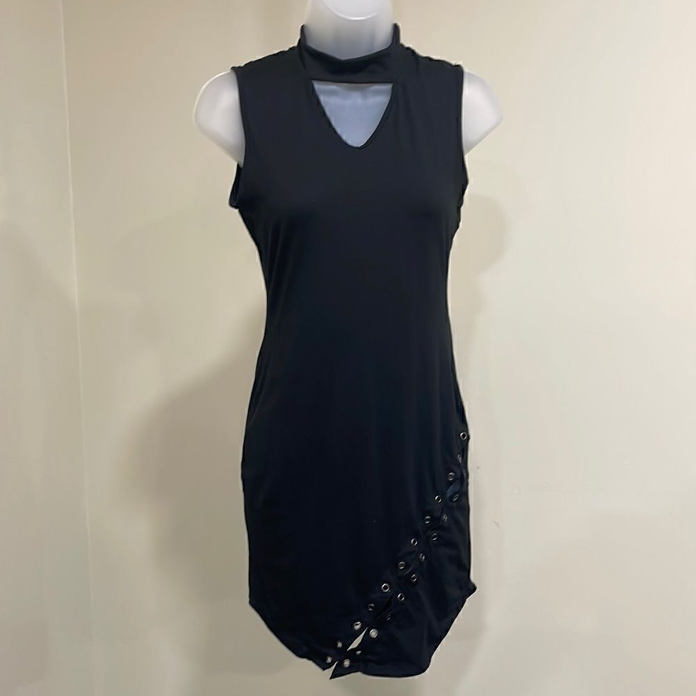 Moral Fiber Little black choker dress with diagonal design. Size S small 4/6